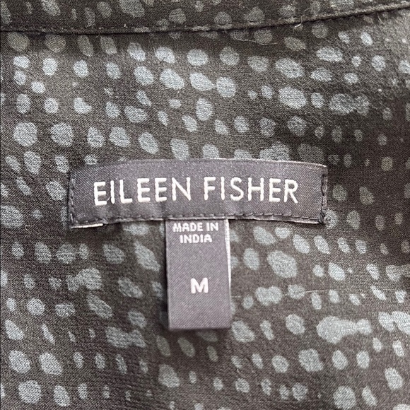 Eileen Fisher Silk Chiffon Sheer Black Button-Up Blouse Size Medium - Picture 4 of 5